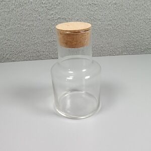 Clear Glass Storage Jar with Cork Stopper Minimalist Decanter Carafe 6.5in